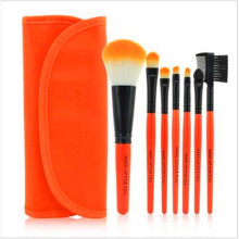 7 Piece Professional Colorful Colors Makeup Brush Set with Soft Bag